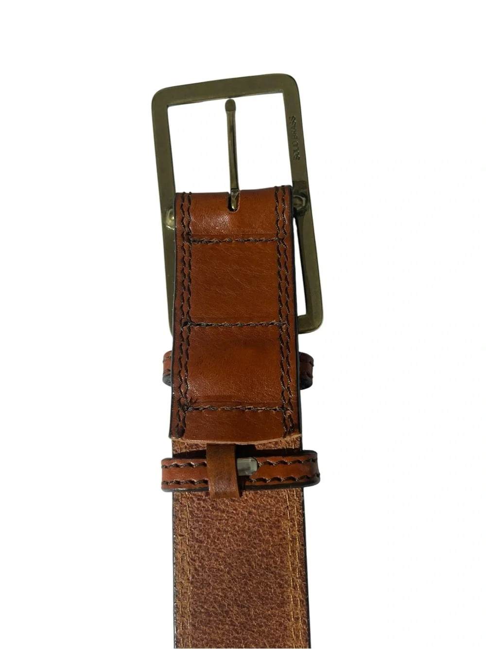 Banana Republic Burnished Italian  Leather Men's Belt Made in USA Sz 32 S Brass